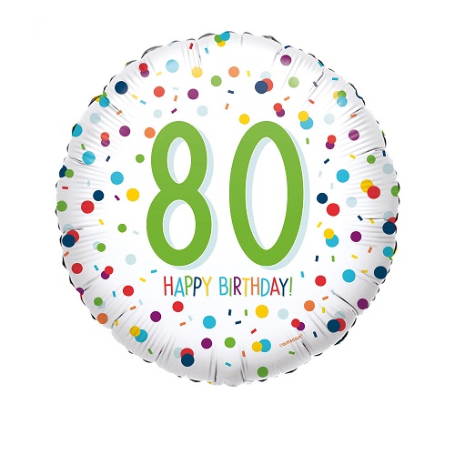 Folieballon confetti happy birthday 80