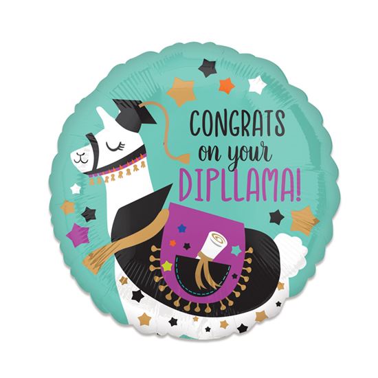 Folieballon Congratz on your Dipllama 43cm