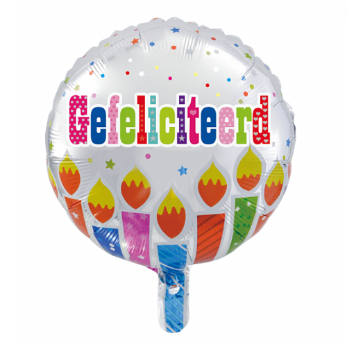 Folieballon gefeliciteerd kaarsjes 45cm