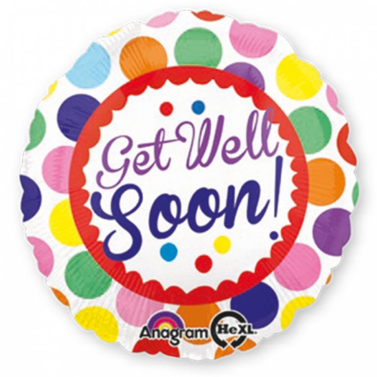 Folieballon get well soon dots 43cm