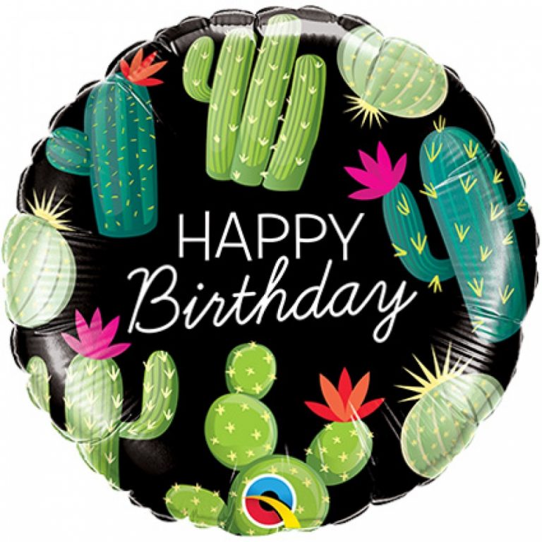 Folieballon happy birthday cactus 46cm