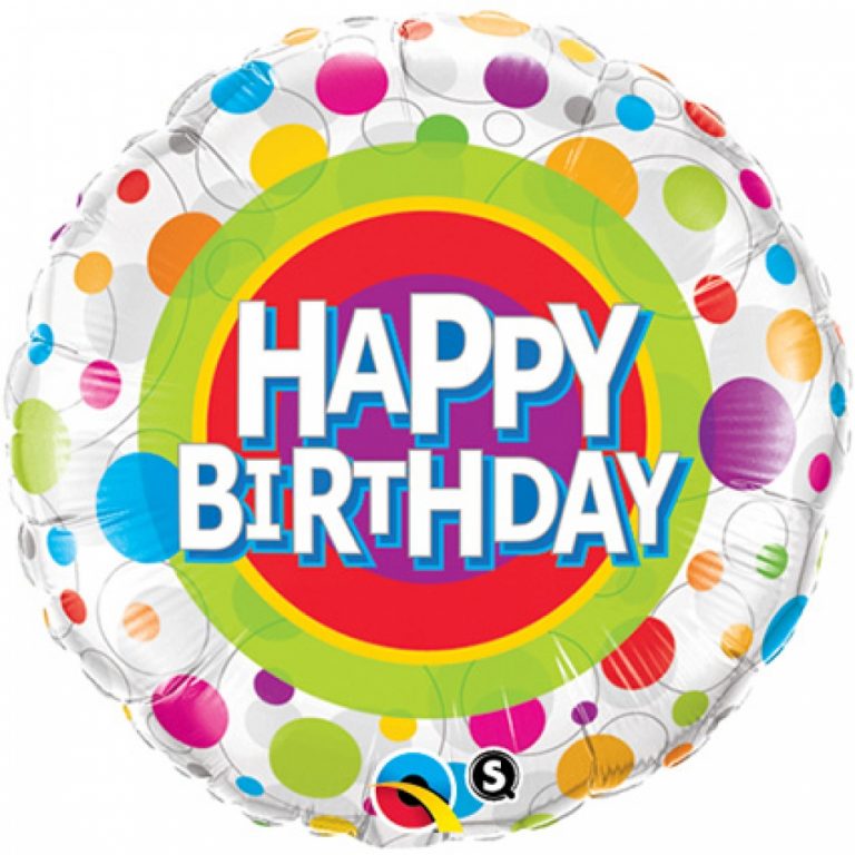 Folieballon happy birthday color dots 46cm