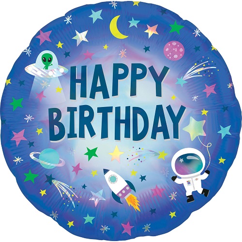 Folieballon Happy Birthday Outer space 45cm