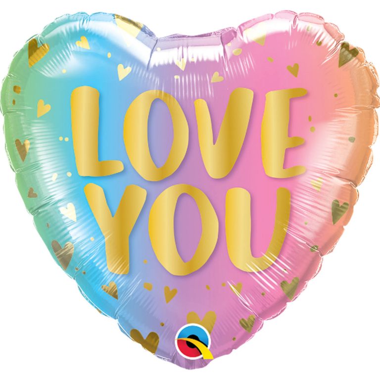 Folieballon hart love you pastel 46cm
