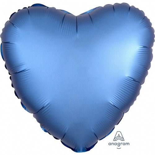 Folieballon hart satin Azuurblauw 43cm
