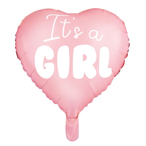 Folieballon It's a girl hart roze 45cm