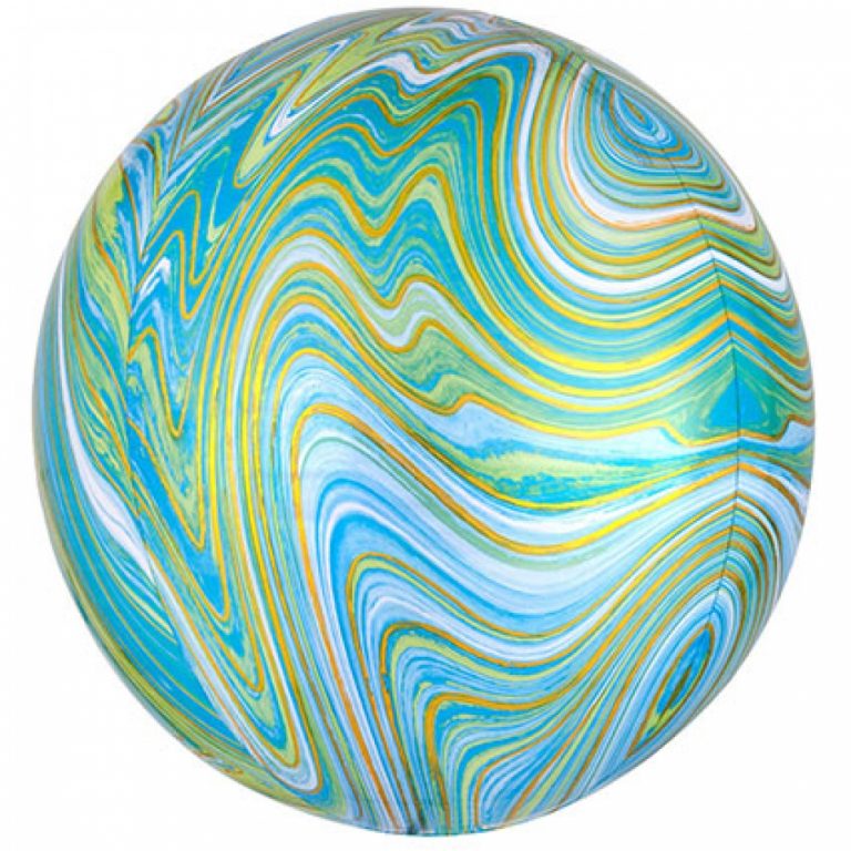 Folieballon orbz marble blue 38cm