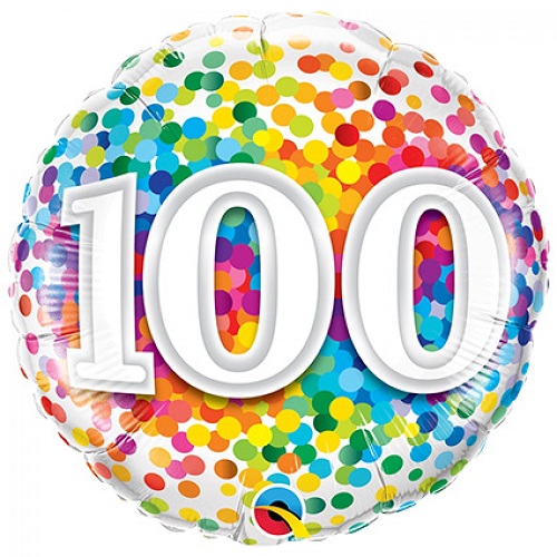 Folieballon rainbow confetti 100 46cm