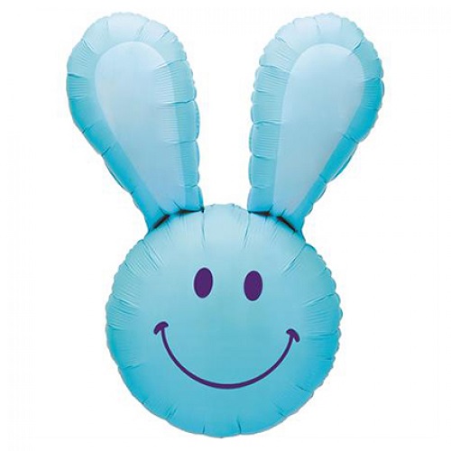 Folieballon smiley bunny blauw