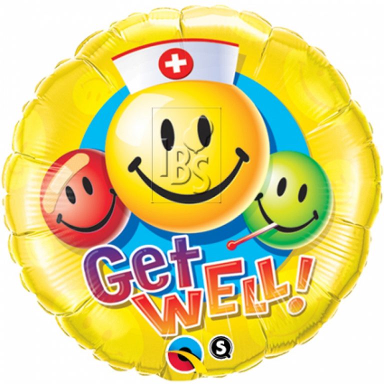 Folieballon smiley get well soon 43cm