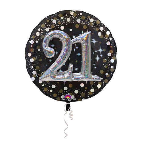 Folieballon sparkling 3d 21 jaar