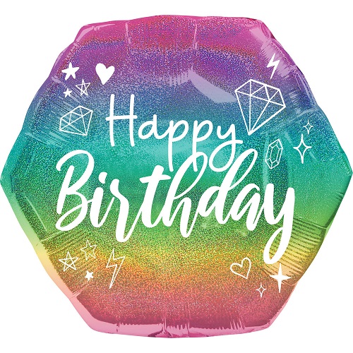 Folieballon Super shape sparkle birthday 58cm