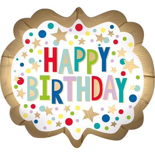 Folieballon supershape Happy Birthday 63cm