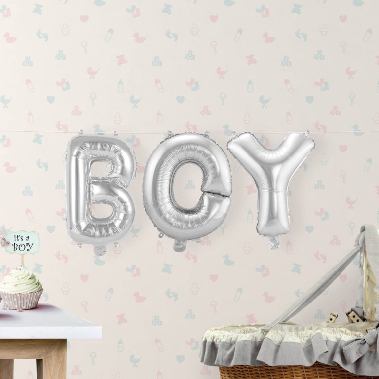 Folieballonnen BOY zilver 36cm