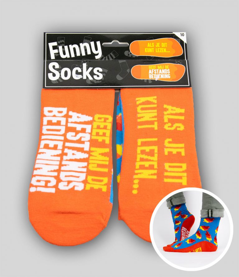 Funny socks "als je dit kunt lezen, geeft mij dan de afstandbediening"