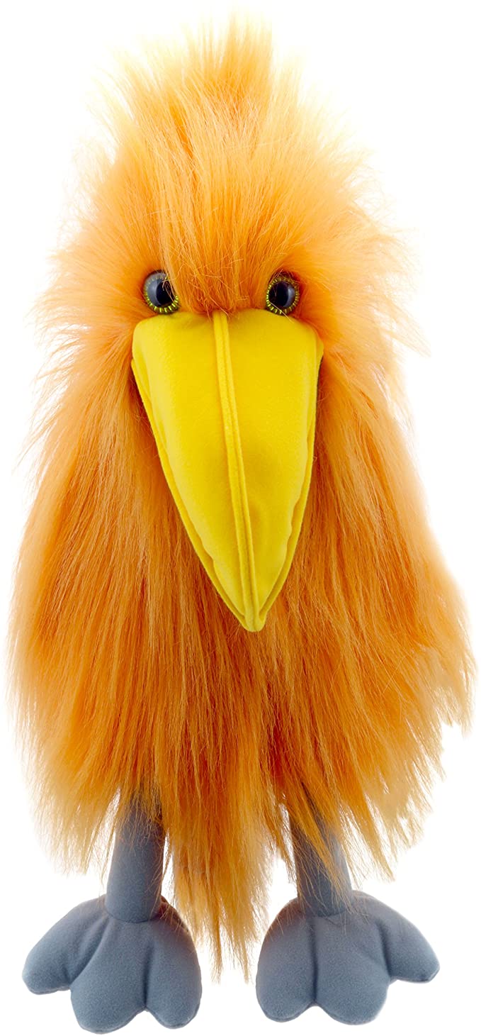 Handpop 40cm eenkleurige vogel oranje