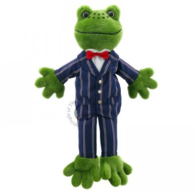 Handpop 40cm aangeklede Meneer Kikker