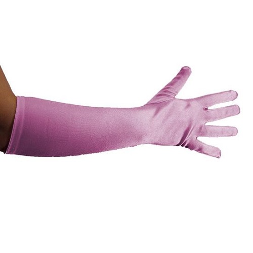 Handschoenen baby roze satijn 40cm