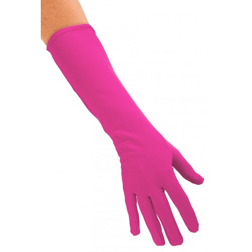 Handschoenen nylon roze lang