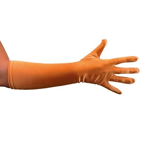 Handschoenen oranje satijn 40cm