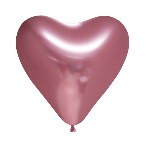 Hart ballonnen chrome roze 10st