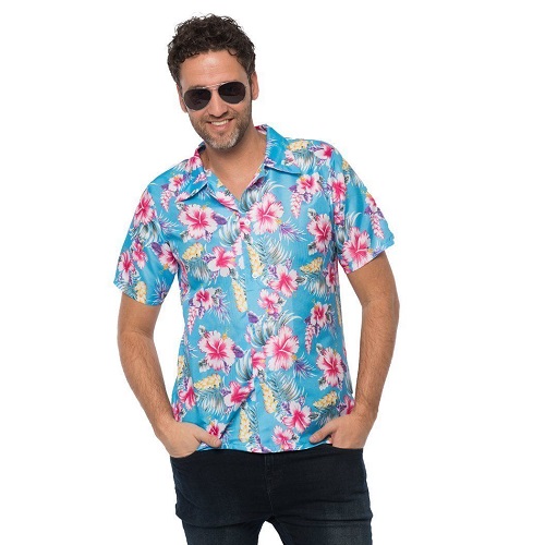 Hawaii blouse blauw - L