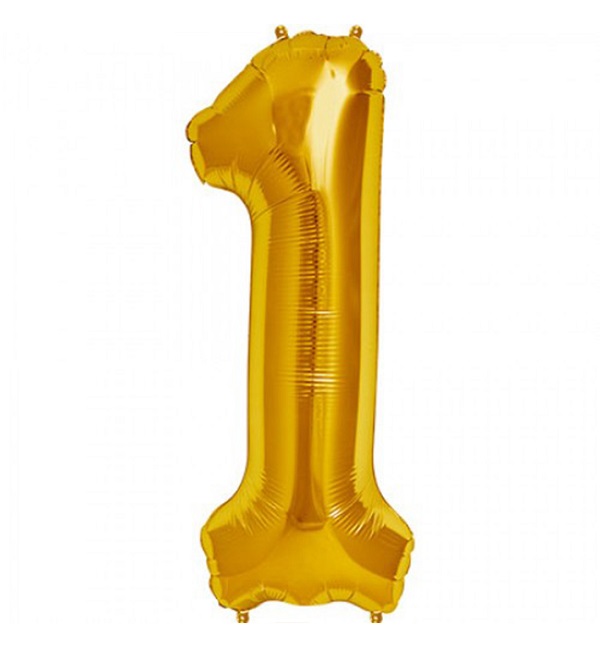 Helium ballon cijfer 1 goud 100cm