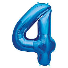 Helium ballon cijfer 4 blauw 86cm