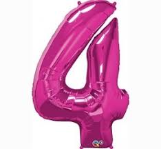 Helium ballon cijfer 4 roze 86cm