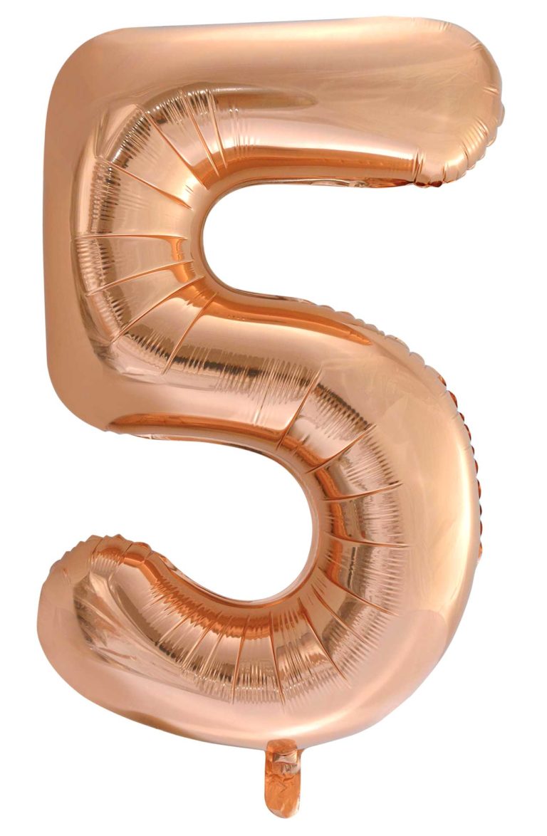 Helium ballon cijfer 5 rose goud 86cm