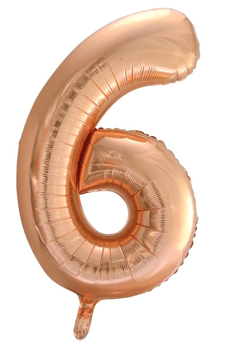 Helium ballon cijfer 6 rose goud 86 cm