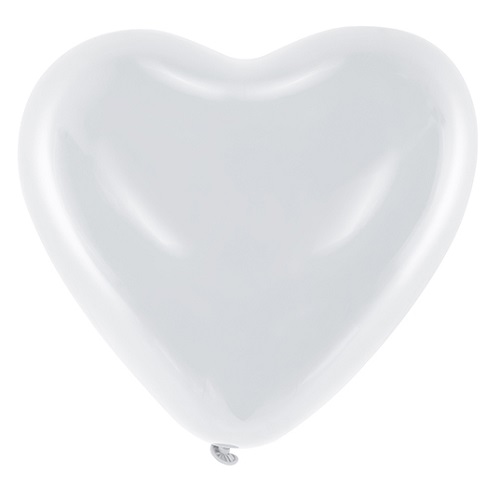 Heliumballon hart wit per stuk 40cm