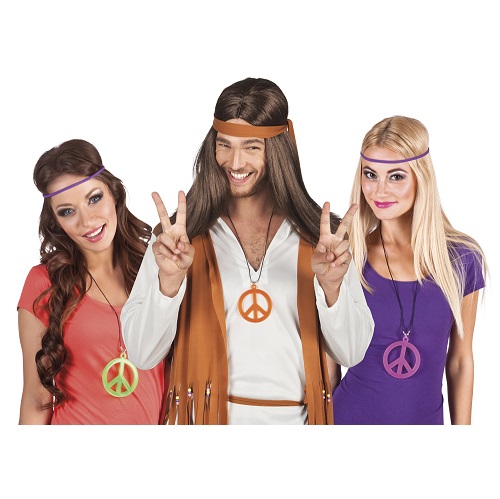 Hippie Peace ketting neon oranje