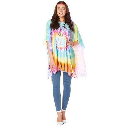 Hippie poncho Tie Dye one size