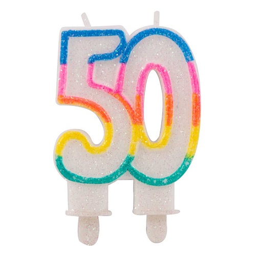 Taartkaarsje 50 glitter