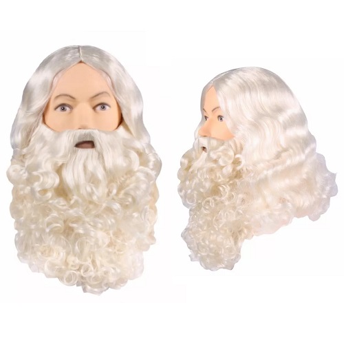 Kerstman baard en pruik ecru