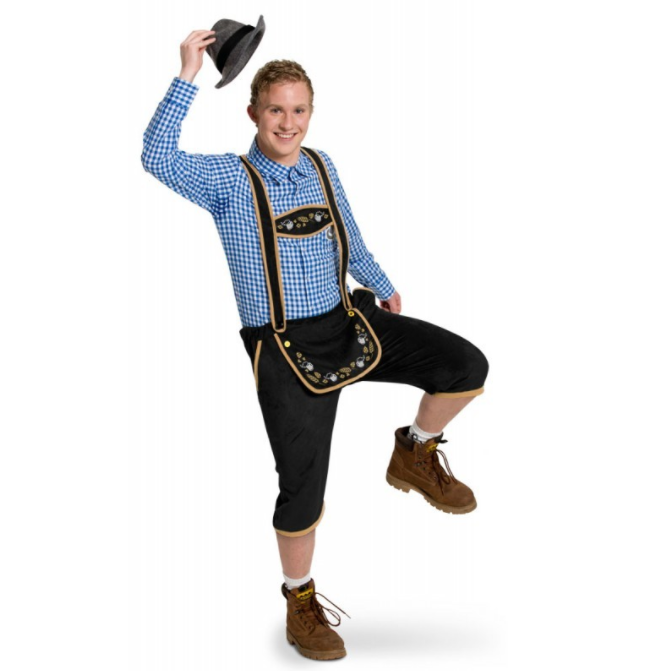 Lederhose zwart lang - XL/XXL