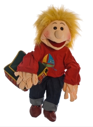 Handpop 65cm Lasse met schooltas
