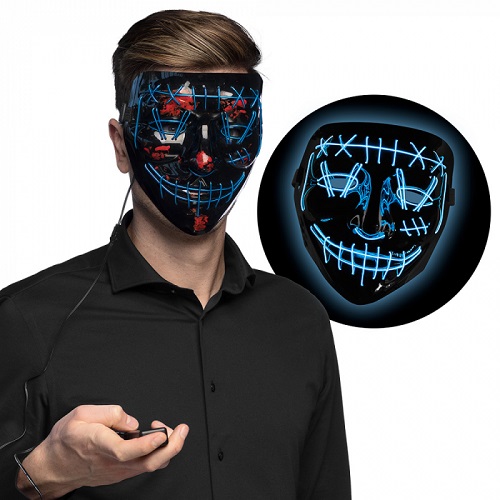 Masker met LED killer smile blauw