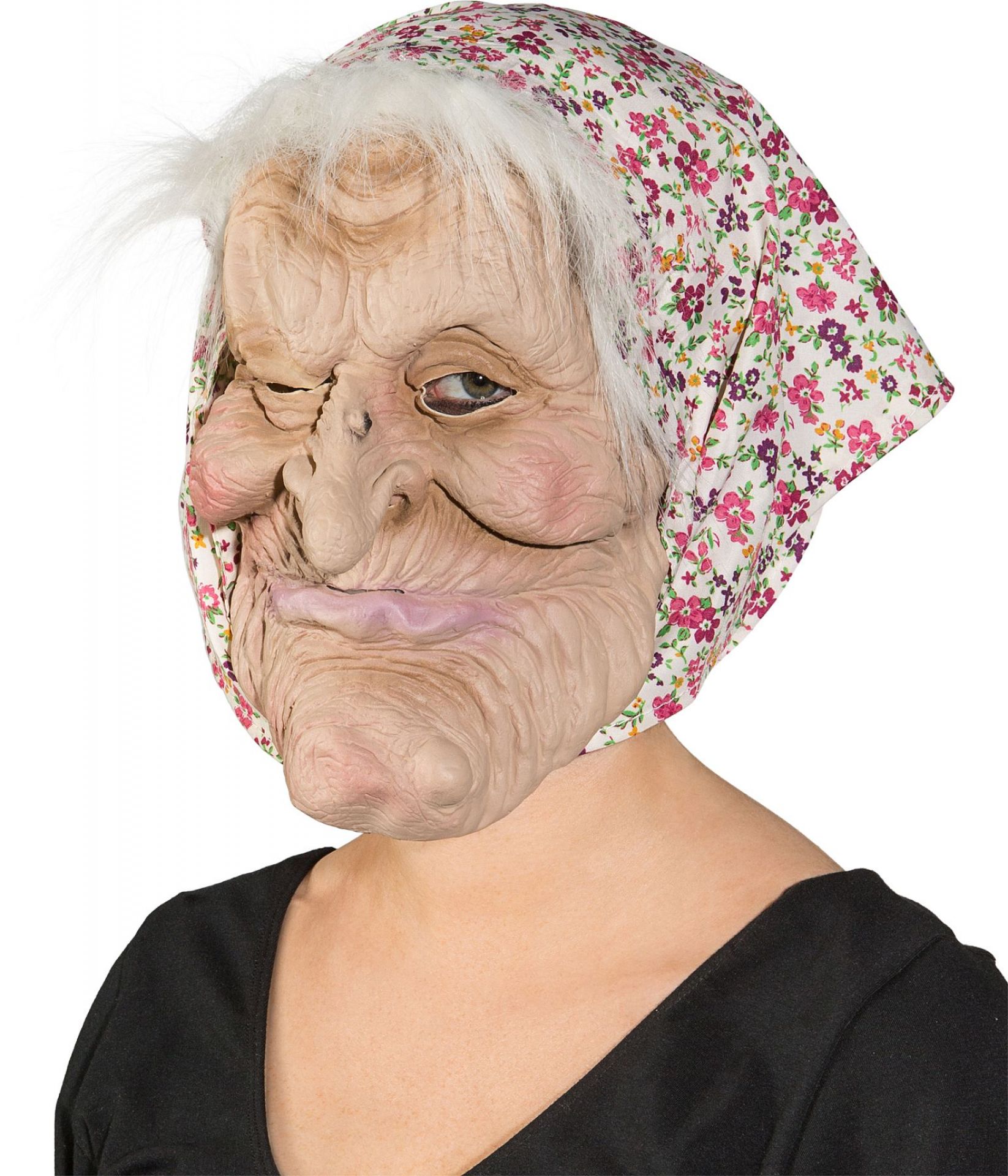 Veroveren minstens Zegevieren Masker oude vrouw met grote kin