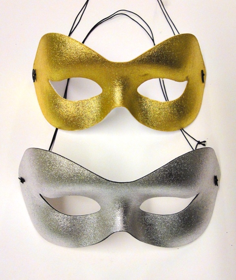 Oogmasker rond voorgevormd metallic - Goud