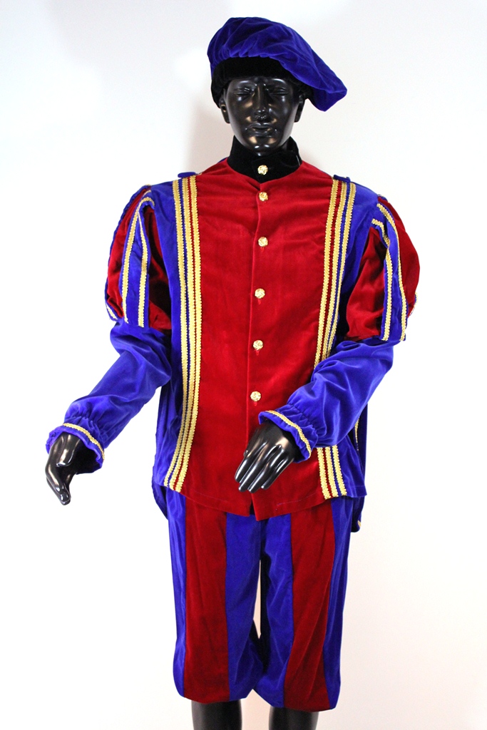 OPRUIMING Pietenpak Alicante met cape rood/blauw OPRUIMING