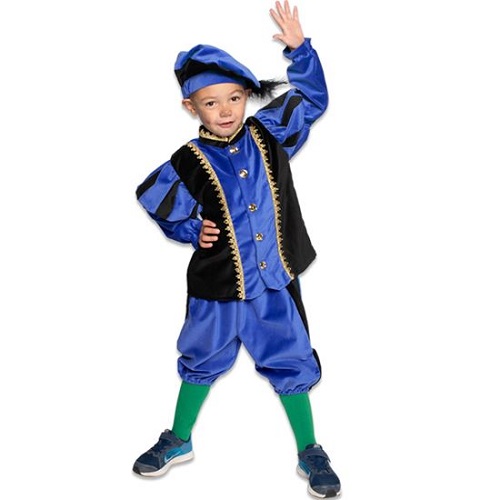 Pietenpak kind fluweel blauw-zwart 152