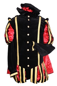 Pietenpak Malaga luxe met cape zwart/rood -