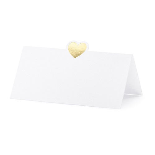 Plaatskaartjes bruiloft goud hart 10st