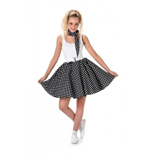 Rock n Roll polkadot rok zwart -Xlarge