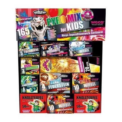 Pyromix for kids Cat F1 vuurwerkpakket 165 delig ALLEEN AFHALEN IN DE WINKEL