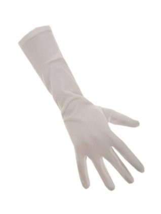 Sinterklaas handschoenen nylon lang wit - Extra Large