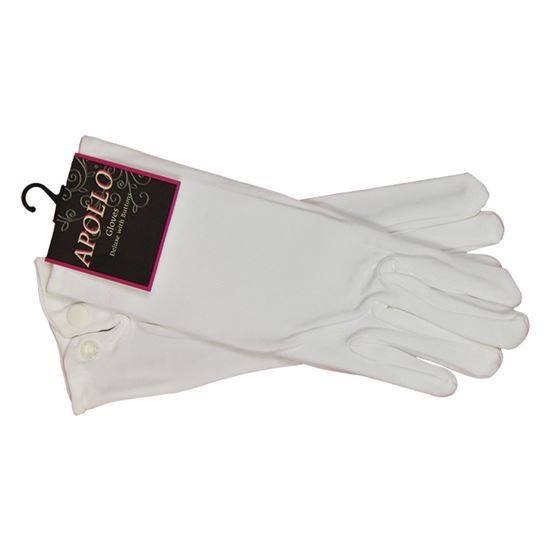 Sint handschoenen wit stretch met drukknoop - L
