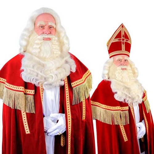 Sinterklaas baard + pruik TV buffelhaar op tule type JW 105